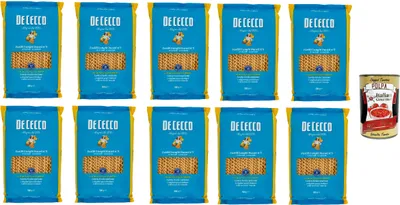 Produktbild von De Cecco Pasta Fusilli Lunghi Bucati n°5 100% Italienisch Nudeln 10x 500g + Italian Gourmet Polpa 400g
