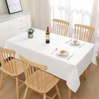 Produktbild von Ibenzoa® Tischdecke Weiß Leinenoptik 100 x 140 cm, Polyester – abwaschbar & maschinenwaschbar, Lotuseffekt, knitterfrei, Schutz vor Flecken