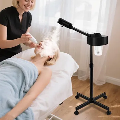 Image de Vaporisateur facial noir - 800 W de puissance - Capacité de 750 ml - Appareil de soin de la peau