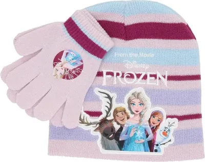 Produktbild von Disney Die Eiskönigin Elsa Kinder Herbst Wintermütze plus Handschuhe – Rosa / 53/55