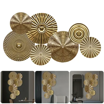Produktbild von Wanddekoobjekt 3D-Wanddekorationaus Metall, Modernes Kunstwerk, für Haus Wohnzimmer Esszimmer Schlafzimmer Küche Korridor, 7 St