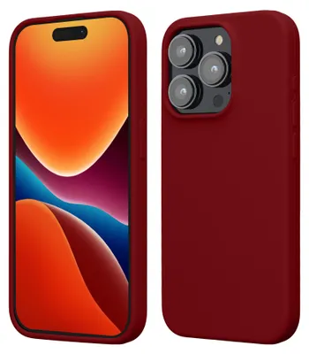 Produktbild von kwmobile Handyhülle für iPhone 15 Pro Hülle, für iPhone 15 Pro Case - Hülle Silikon - kabelloses Laden - Rhabarber Rot