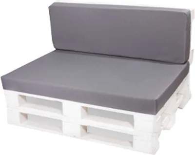 Produktbild von Palettenmöbel sitzkissen set Grau 120x60+Rückenkissen 120x50cm| Palettenkissen outdoor| Paletten sitzkissen| Gartenkissen| Palettenmöbel kissen