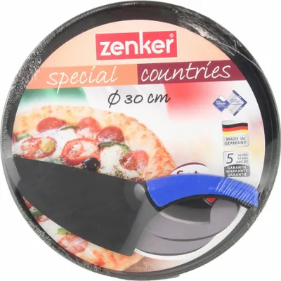 Immagine prodotto di Zenker Special Countries Pizza-Set, 3-tlg., Pizzablech, Pizza Blech, Pizzabackblech, Backblech, Ilag Classic, Schwarz, Ø 29 cm, 7513