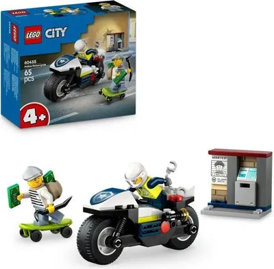 Immagine prodotto di LEGO City Inseguimento in moto della polizia 60455, set di costruzione, dai 4 anni in su, con moto, skateboard e minifigure