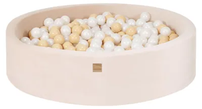 Obrázok produktu pre Okrúhly detský bazén s 300 loptičkami, 120x30cm, zamatový, krémový: biela perla/béžová