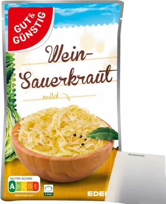 Produktbild von Gut & Günstig Wein-Sauerkraut mild (520g Packung) + usy Block