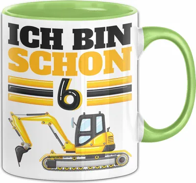 Produktbild von 6. Geburtstag Geschenk Tasse Becher Jungs Bagger Ich Bin Schon 6 (Grün)