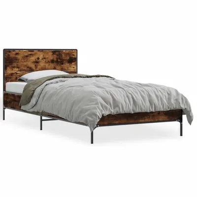Produktbild von vidaXL Bettgestell Räuchereiche 75x190 cm Holzwerkstoff und Metall