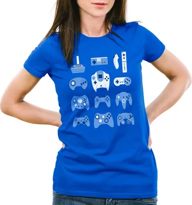 Produktbild von style3 Game Pad Damen T-Shirt controller videospiel spielekonsole, Farbe:Blau, Größe:XS