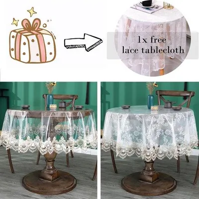 Produktbild von Transluzente Kunststoff-Tischdecke, wasserdichtes PVC-Tischdecken, geborderte Kanten, transparente Tischabdeckung für Küche innen und außen, runde, 190 cm, Blumen