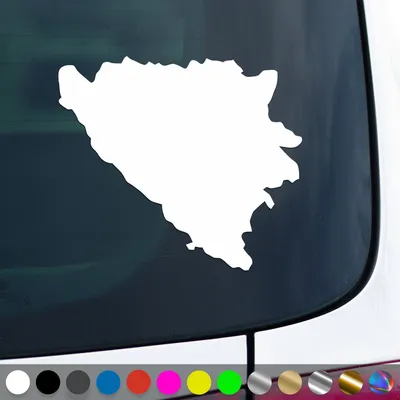 Produktbild von PantherPixel Bosnien Aufkleber Umriss Kontur Reisen Herzegowina Sticker Auto Geschenkidee Farbe Weiss