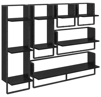 Produktbild von vidaXL Wandregal-Set 6 pcs Schwarz Eichen-Optik 100 x 25 x 30 cm
