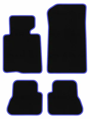 Produktbild von Fußmatten Automatten Velours Schwarz/Blau für BMW 3 E46 2000-2007 Set 4-tlg