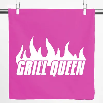 Produktbild von Huuraa Kissenbezug Grill Queen Flammen 40x40cm Fuchsia Baumwolle Dekokissenbezug Geschenkidee