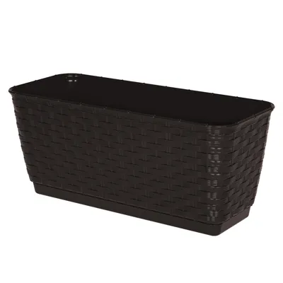 Produktbild von Kasten für Geländer Balkon Terrasse Blumentopf Rattan-Imitat 38,6 cm Braun