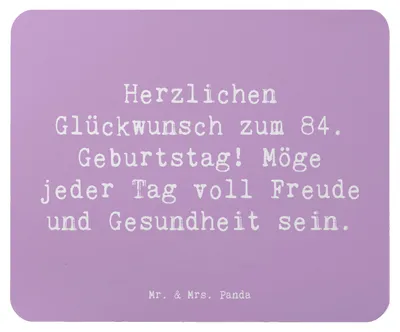 Produktbild von Mr. & Mrs. Panda Mouse Pad Spruch 84. Geburtstag - Lavendeltraum - Geschenk, Gesundheit, Lebensfreude, 84 Jahre, Alter, mousematte, Happy Birthday, Mousepad, Mauspad