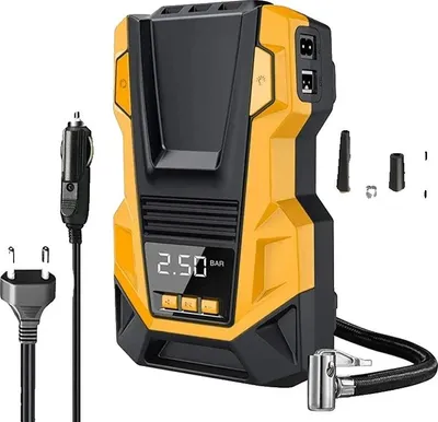Image de Gonfleur de pneus, alimentation double, fonction d'arrêt automatique, pompe à air AC/DC, alimentation secteur électrique