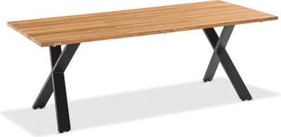 Produktbild von Gartentisch Noha 200x95 Tischplatte Teakholz X-Gestell Aluminium Anthrazit