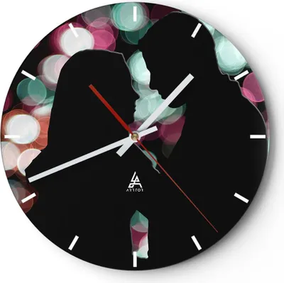 Produktbild von Wanduhr - Rund - Glasuhr - Paar Liebe Beziehung - 40x40cm - Schleichendes Uhrwerk - Lautlos - zum Aufhängen bereit - Dekoration Modern - Wanddekoration aus Glas - C3AR40x40-2551