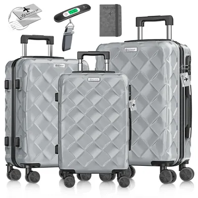 Produktbild von KESSER® Reisekoffer Set 3-teilig | Kofferset + Handgepäck | Trolley ABS Hartschalenkoffer mit Zahlenschloss, Kofferwaage & Reisebrieftasche 360 Rollen