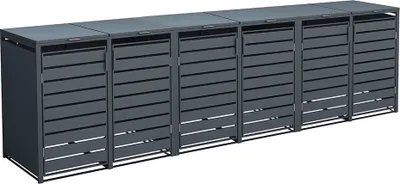 Produktbild von Westmann Metall Mülltonnenbox Kubus 6er 6x240 L Anthrazit 396x80x116 cm