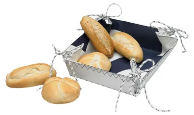 Immagine prodotto di Cestino per il pane in tela bianco/blu navy barca, campeggio, casa