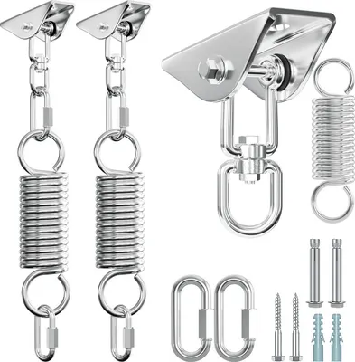 Produktbild von Yakimz Stropný hák Závesné kreslo Heavy Duty Hook až do 400 kg Stropný hák z nehrdzavejúcej ocele 360° rotácia 180° hojdačka dozadu a dopredu s pružinou 2 ks