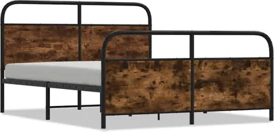 Obrázek produktu pro vidaXL Kovová postel bez matrace, kouřový dub 180x200 cm