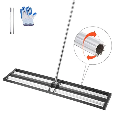 Produktbild von VEVOR Rasenebnungsrechen, Rasenebner mit 83,9 cm Griff, 48x10 cm Bodenplatte, rostbeständiger Kohlenstoffstahl-Bodenebner, 2 Höhen verstellbar, mühelose Rasenebnungswerkzeug für Garten Golfplatz, 10x48x84 Zoll