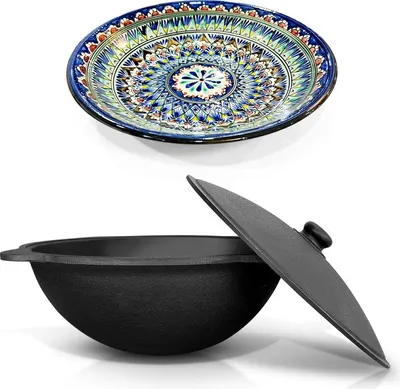 Produktbild von Gusseisen Kazan Kasan 12 L Usbekisch Plov Kochtopf WOK Namangan Lagan Казан
