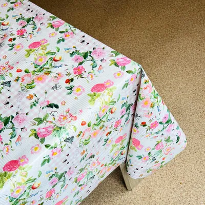 Produktbild von Wachstuchtischdecke 140x240 cm - Blumenkaro - Wachstischdecke mit wasserabweisender und lebensmittelecht PVC-Beschichtung - Outdoor-Tischdecken für Garten, Küche - Tischdecke wetterfest