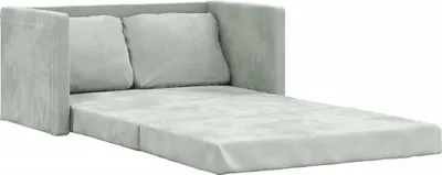 Zdjęcie produktu dla Sofa podłogowa 2-w-1, jasnoszara, 122x204x55 cm, aksamit