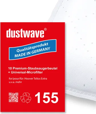 Produktbild von Sparpack - 10 Staubfilterbeutel | Filtertüten passend für Hoover - TX51PAR 011 Telios Extra Staubsauger - dustwave® Premium-Staubbeutel/ Germany + inkl. Microfilter