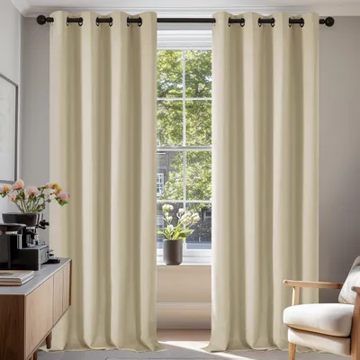 Obrázok produktu pre Zatemňovacie závesy s okami, záclony, termoizolačné závesy, ochrana pred chladom, ochrana pred teplom, béžová farba, sada 2 kusov, 290 x 140 cm