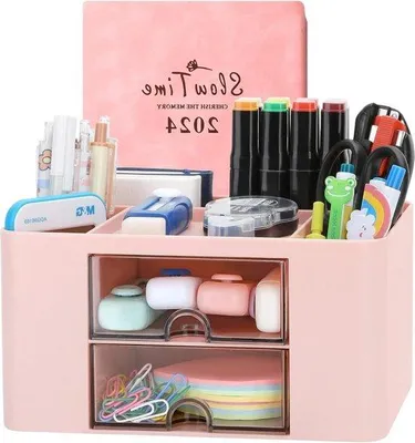 Produktbild von Famanu Büro-Organizer 6 Fächer mit Schublade - Rosa - Multifunktional