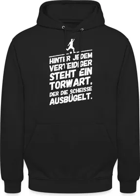 Produktbild von Spreadshirt Hinter Jedem Verteidiger Steht Ein Torwart Fußball Uni Hoodie, 3XL, Schwarz