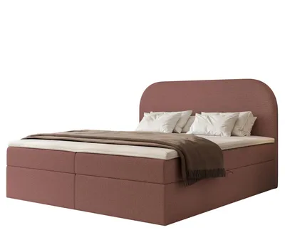 Produktbild von Boxspringbett FUZZI 180x200 Bettkasten Bonellmatratze Ziegelrot Chenille