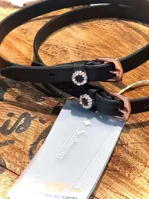 Produktbild von Döbert Sporenriemen Leder schwarz mit roségold und Strass