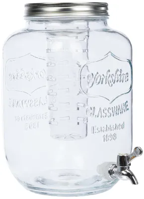 Getränkespender mit Wasserhahn, 7,5 l, Glas, transparent