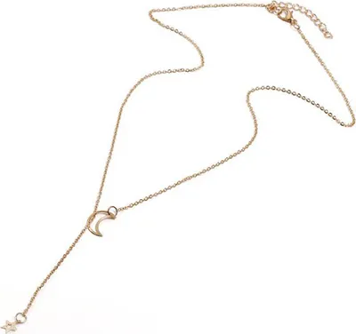Produktbild von Mondförmige Stern-Anhänger-Legierung,  Schlüsselbeinkette für Party-Golden
