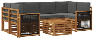 Produktbild von vidaXL Outdoor-Sofagarnitur mit Kissen 7 pcs Natur und Anthrazit
