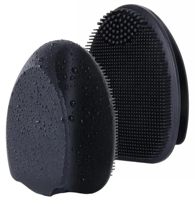 Produktbild von Silikon Gesichtsreiniger Manuelle Peeling Bürste Handheld für Frauen Männer Schwarz+Schwarz 2er Set