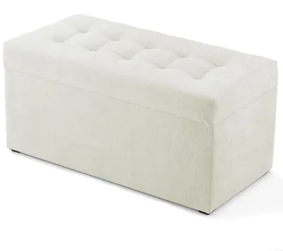 Obrázek produktu pro MG Design, bílý podnožový taburet, 45x90 cm - úložný prostor 100 litrů, nosnost až 300 kg, stabilní a snadno udržovatelný, vhodný do obývacího pokoje, ložnice a chodby