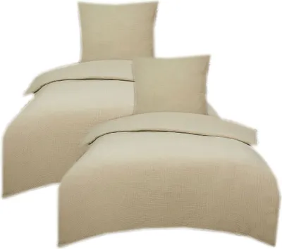 Produktbild von Casa Colori Bettwäsche, 100% Baumwolle Musselin Leinenoptik, Unifarben, 135x200 cm, mit Knopfleiste, 2- oder 4-teiliges Set, 4 Jahreszeiten, 130 g/m²