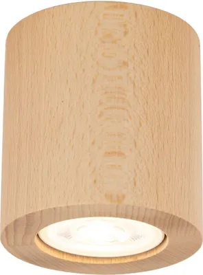 Obrázek produktu pro Stropní bodové svítidlo kovové dřevo kulaté Ø 8 cm povrchová montáž buk GU10 Moderní bodové stropní svítidlo Stropní svítidlo