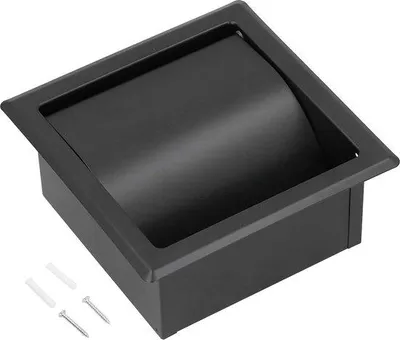 Image de Support de papier toilette encastré Acier inoxydable Support de rouleau de papier Noir