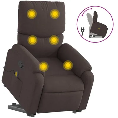 Produktbild von vidaXL Massagesessel mit Aufstehhilfe Dunkelbraun Stoff