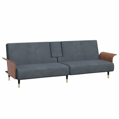 Produktbild von Schlafsofa mit Getränkehaltern Dunkelgrau Samt