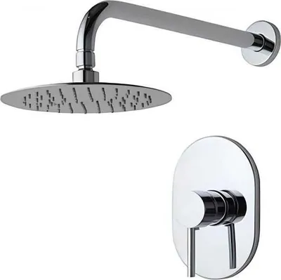 Produktbild von Rundes Duschkopf-Set mit Brausekopf, Wandarm und Armatur, Unterputzmontage